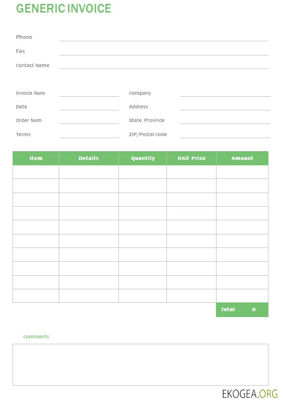 Facture générique gratuite